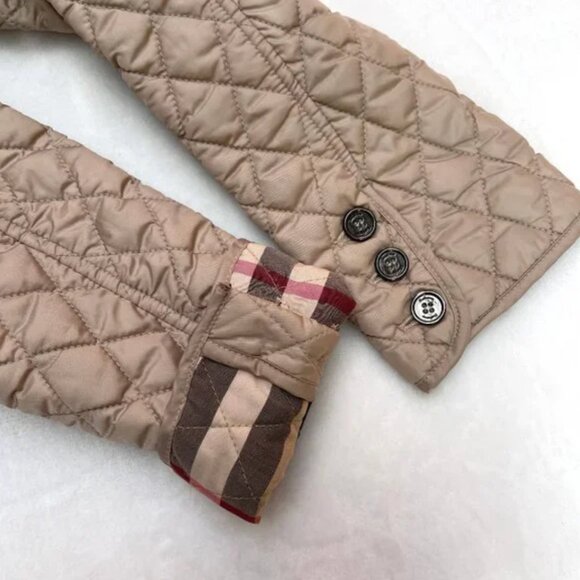 Auc Burberry COPFORD Brit Toupe Diamond Quilted Button Front Jacket S - Picture 9 of 13